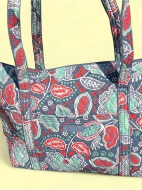 Vera Bradley Quilted Floral Tote in Blue, Red & Green